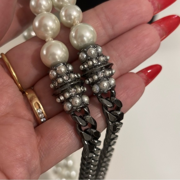 Givenchy pearl and Swarovski crystal long 40” necklace - Picture 4 of 8
